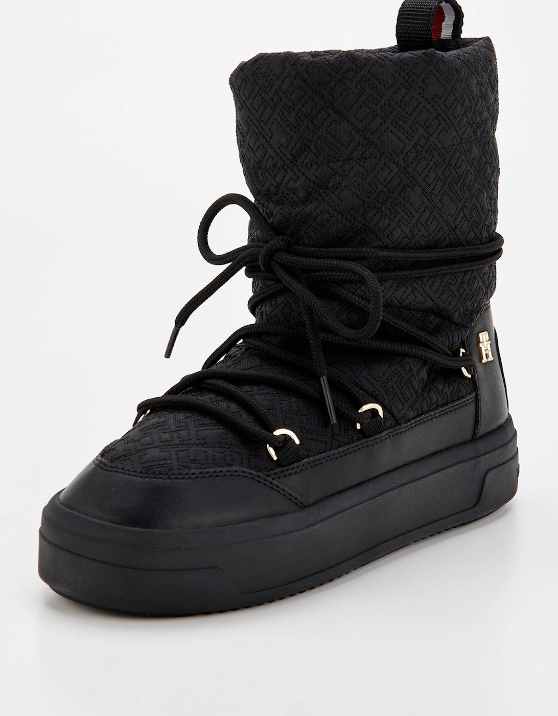 Lace Up Monogram Snowboots - Black