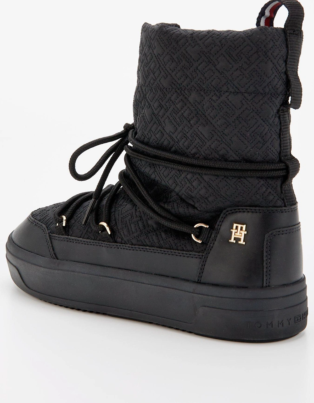 Lace Up Monogram Snowboots - Black