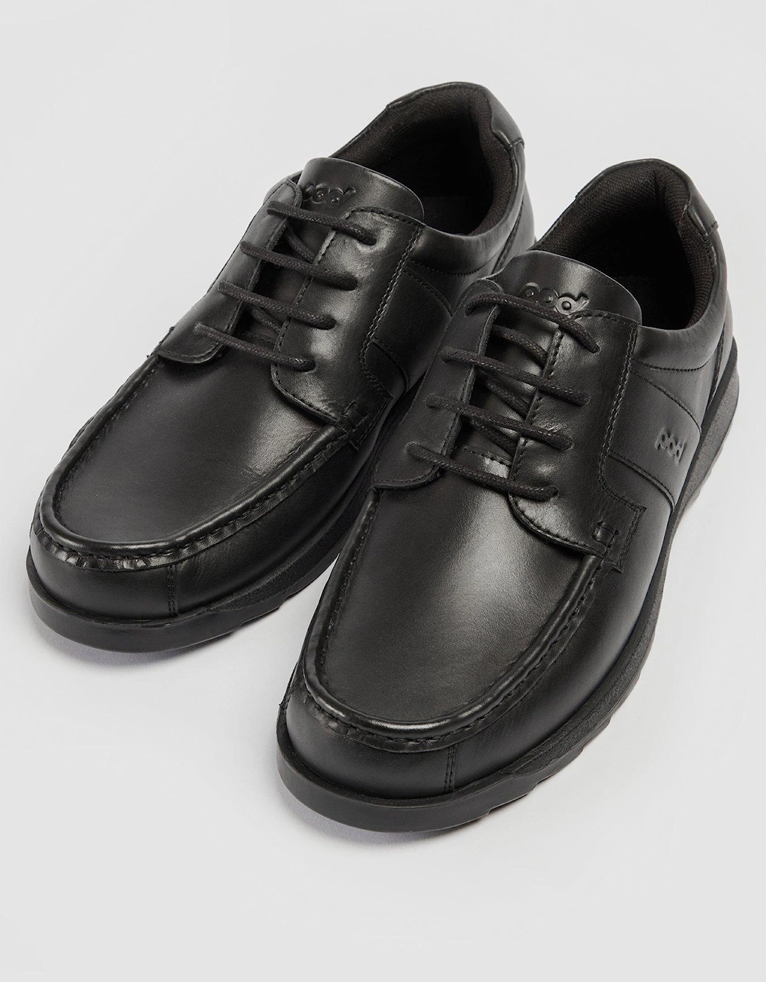 Logan Black Leather Lace Up School Shoe - Black