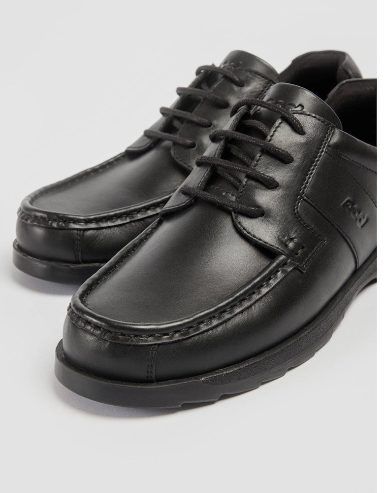 Logan Black Leather Lace Up School Shoe - Black