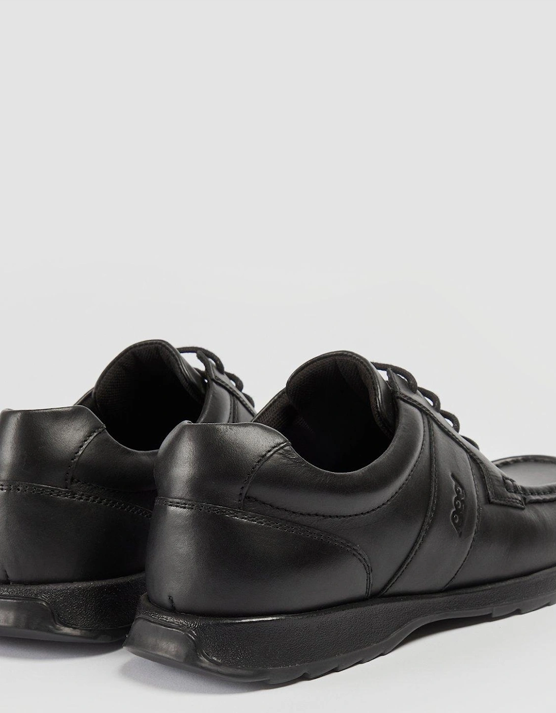 Logan Black Leather Lace Up School Shoe - Black