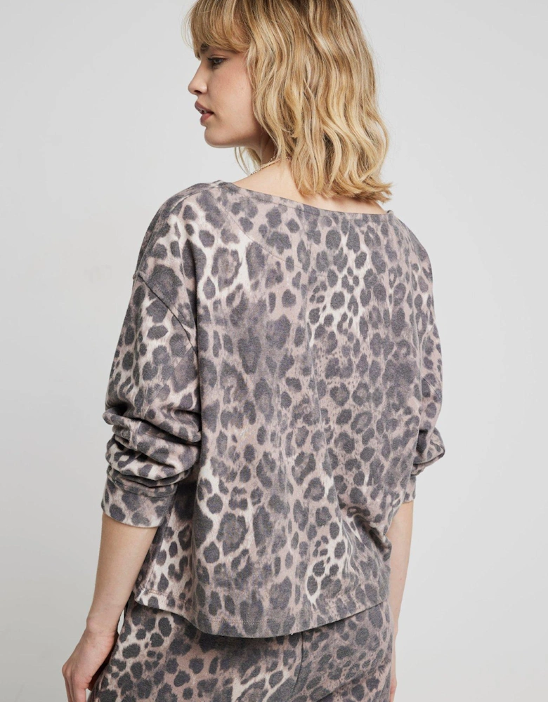 Leopard Print Sweatshirt - Brown