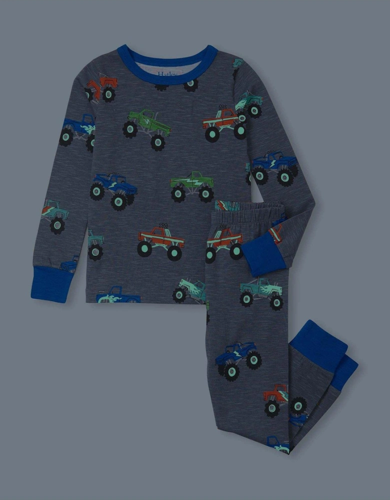 Boys Glow In The Dark Slub Jersey Pyjamas - Grey