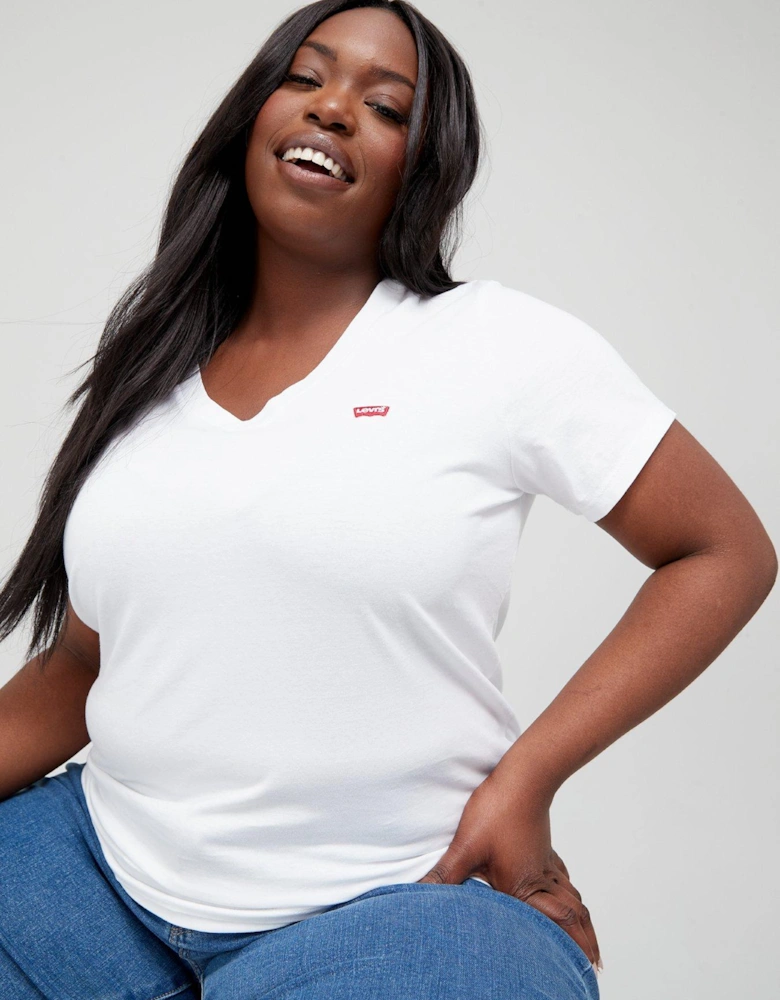 V-neck T-shirt (plus Size) - Bright White