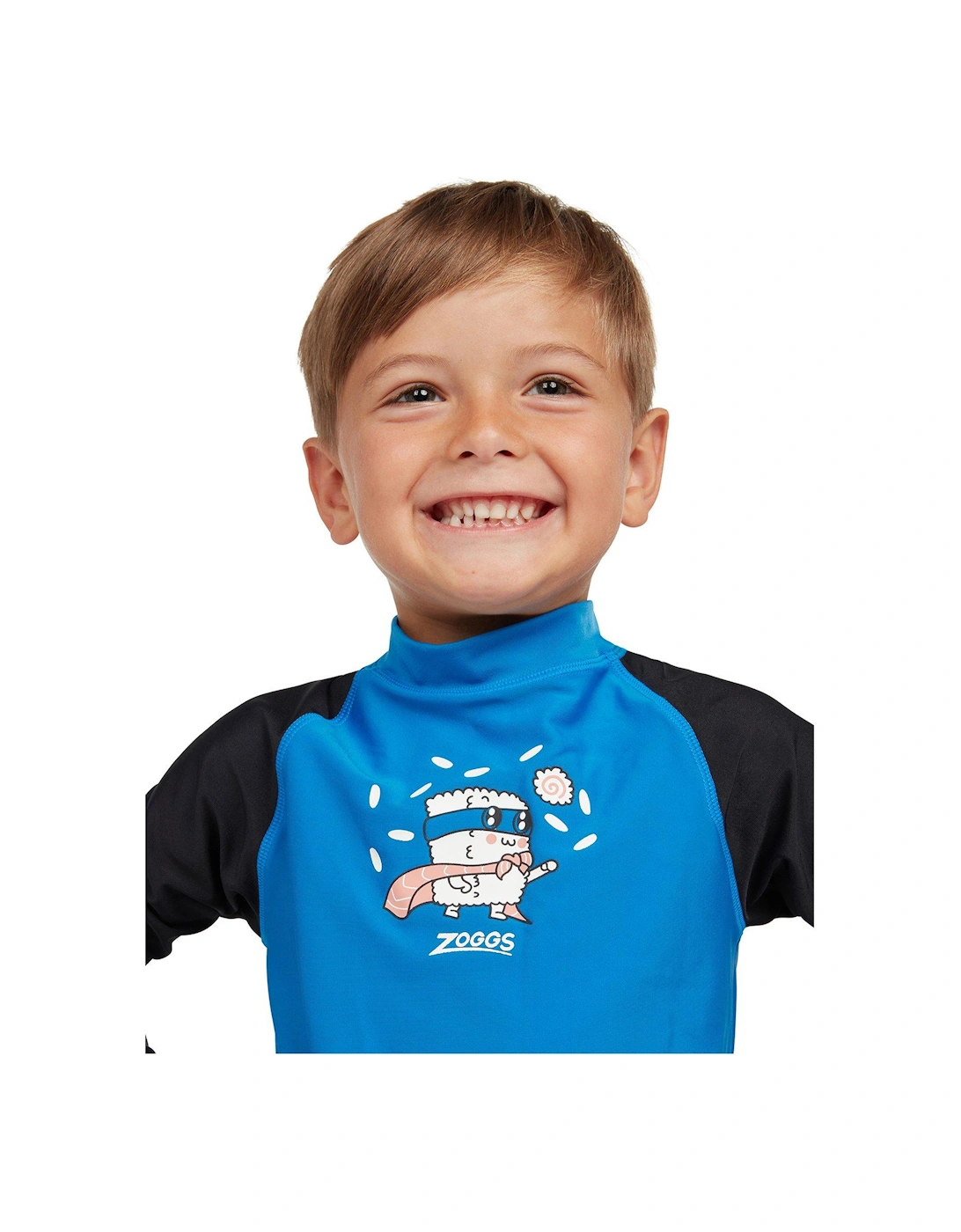 Boys Ecolast Super Sushi Long Sleeve Zip Sun Top - Blue