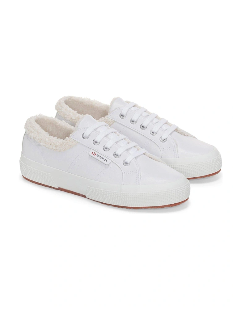 2750 Vegan Faux Leather Fur Plimsolls - White Ice