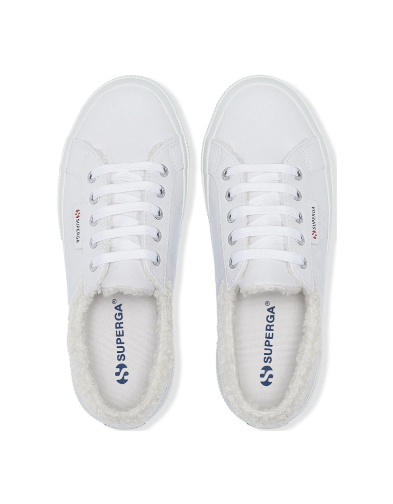 2750 Vegan Faux Leather Fur Plimsolls - White Ice