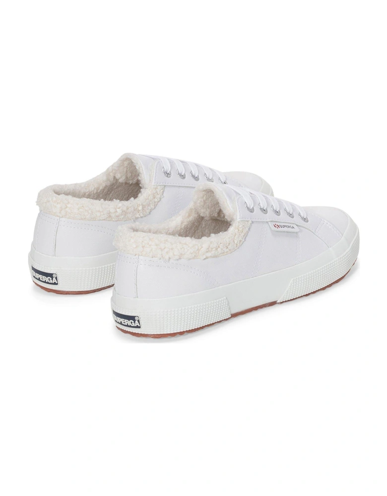 2750 Vegan Faux Leather Fur Plimsolls - White Ice