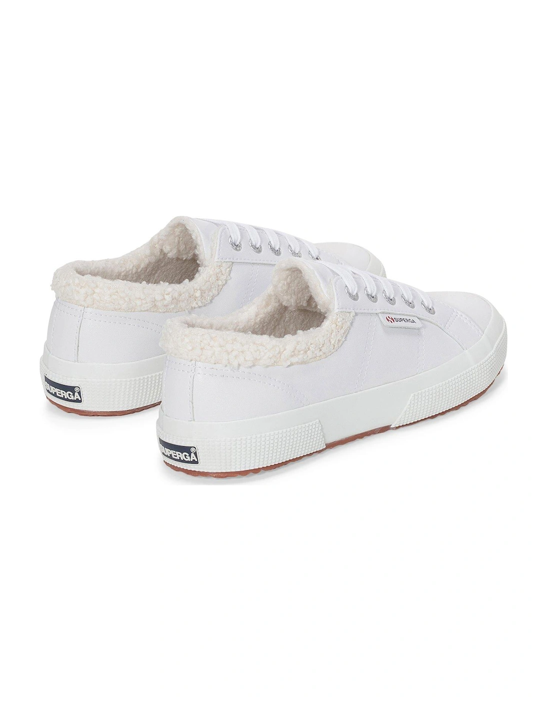 2750 Vegan Faux Leather Fur Plimsolls - White Ice