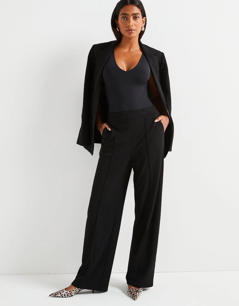 Pull On Smart Wide Leg Trouser - Black