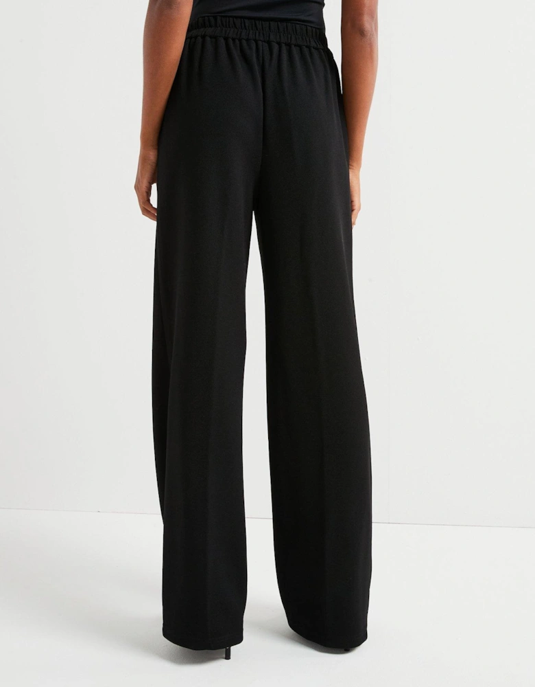 Pull On Smart Wide Leg Trouser - Black