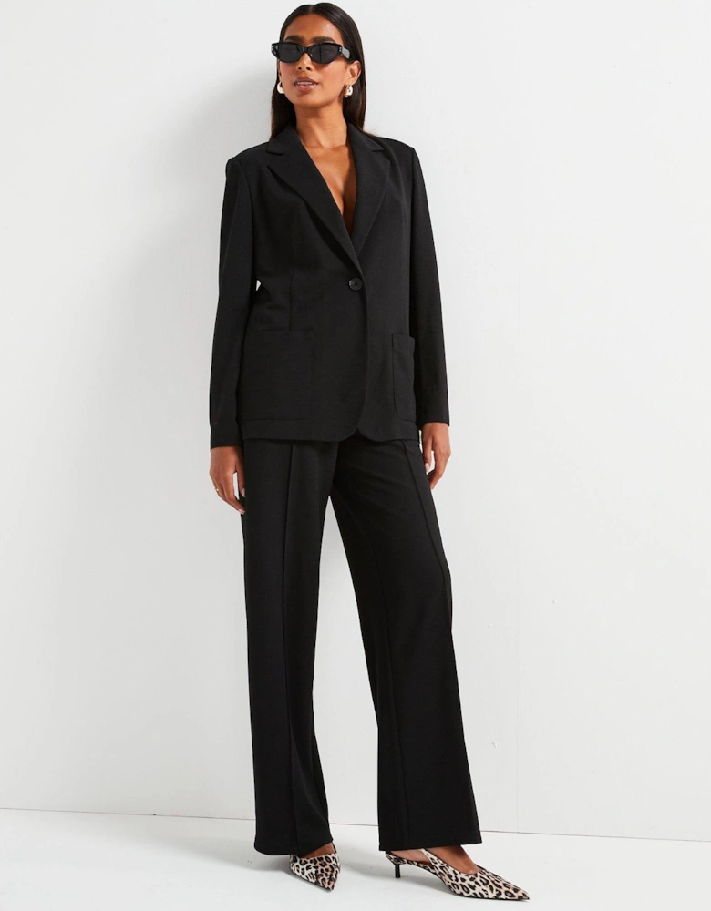 Pull On Smart Wide Leg Trouser - Black