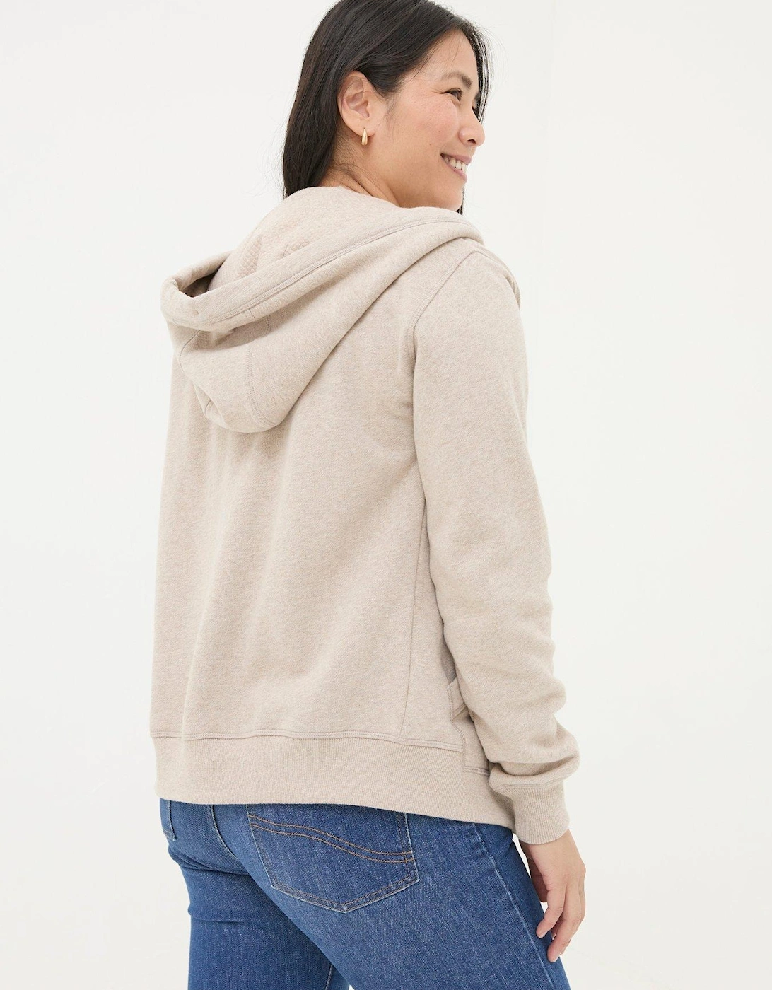 Amy Zip Through Hoody - Beige