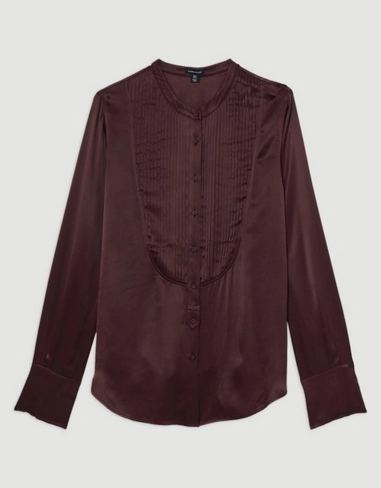 The Founder Plus Size Satin Pintuck Woven Blouse