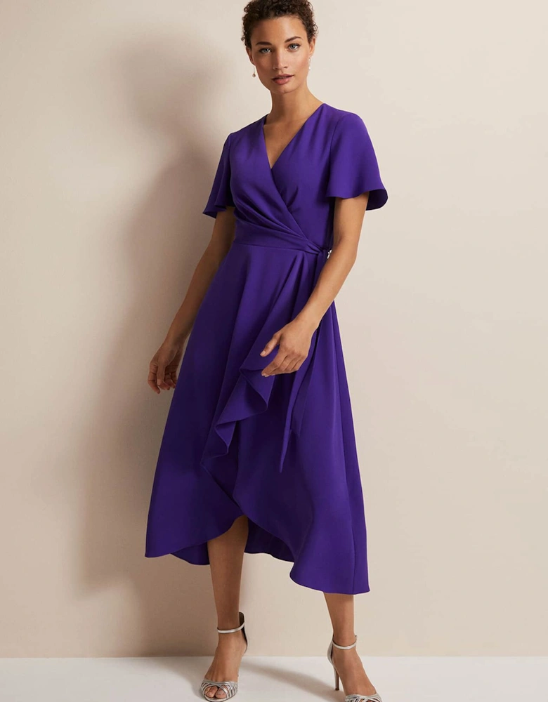 Julissa Ruffle Wrap Midi Dress