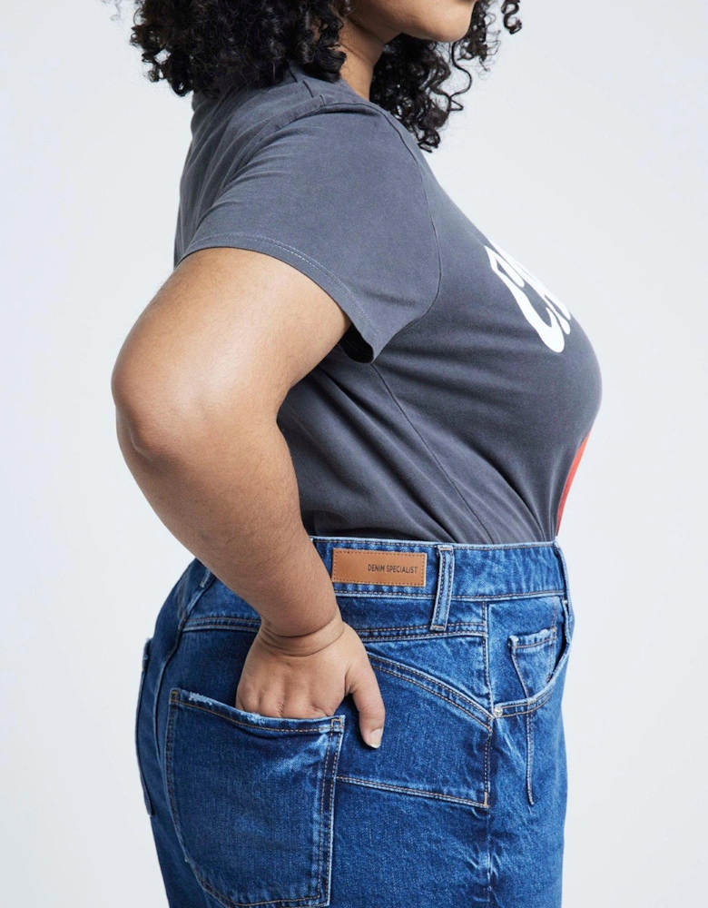 High Rise Sculpted Mom Jeans - Dark Denim - Blue