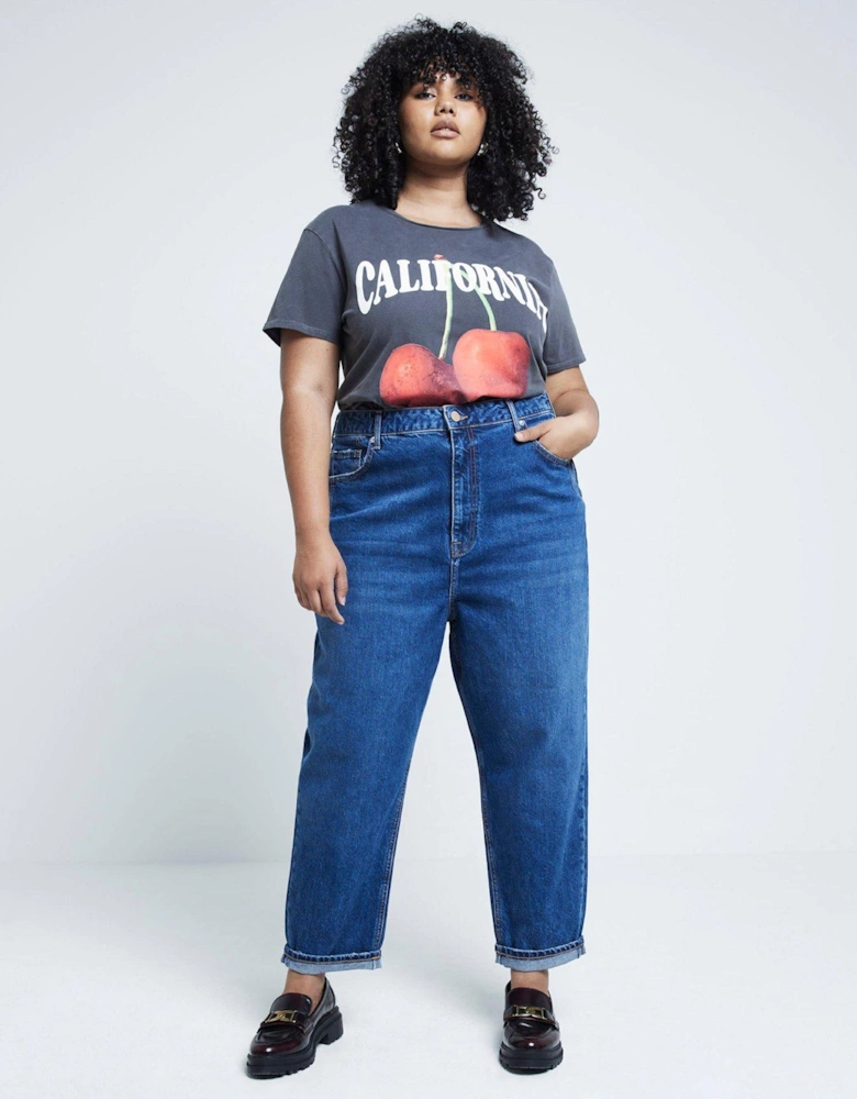 High Rise Sculpted Mom Jeans - Dark Denim - Blue