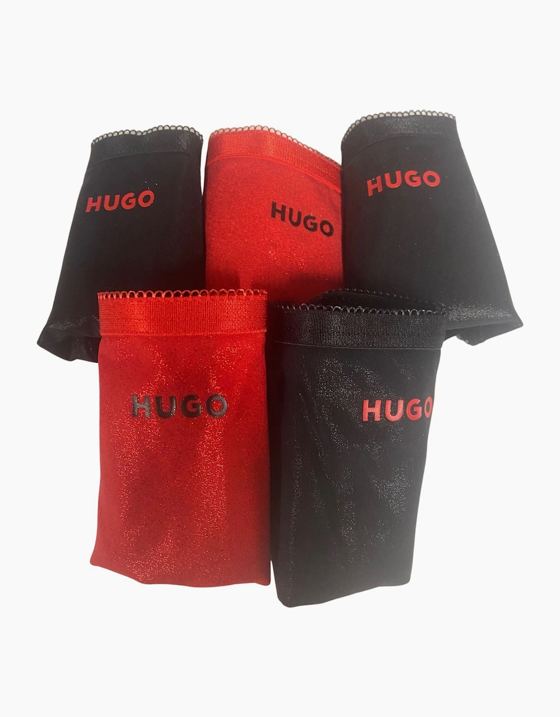 Boss Hugo Boss Women's 5-Pack Classic Logo Strings Gift Set, Black/Red