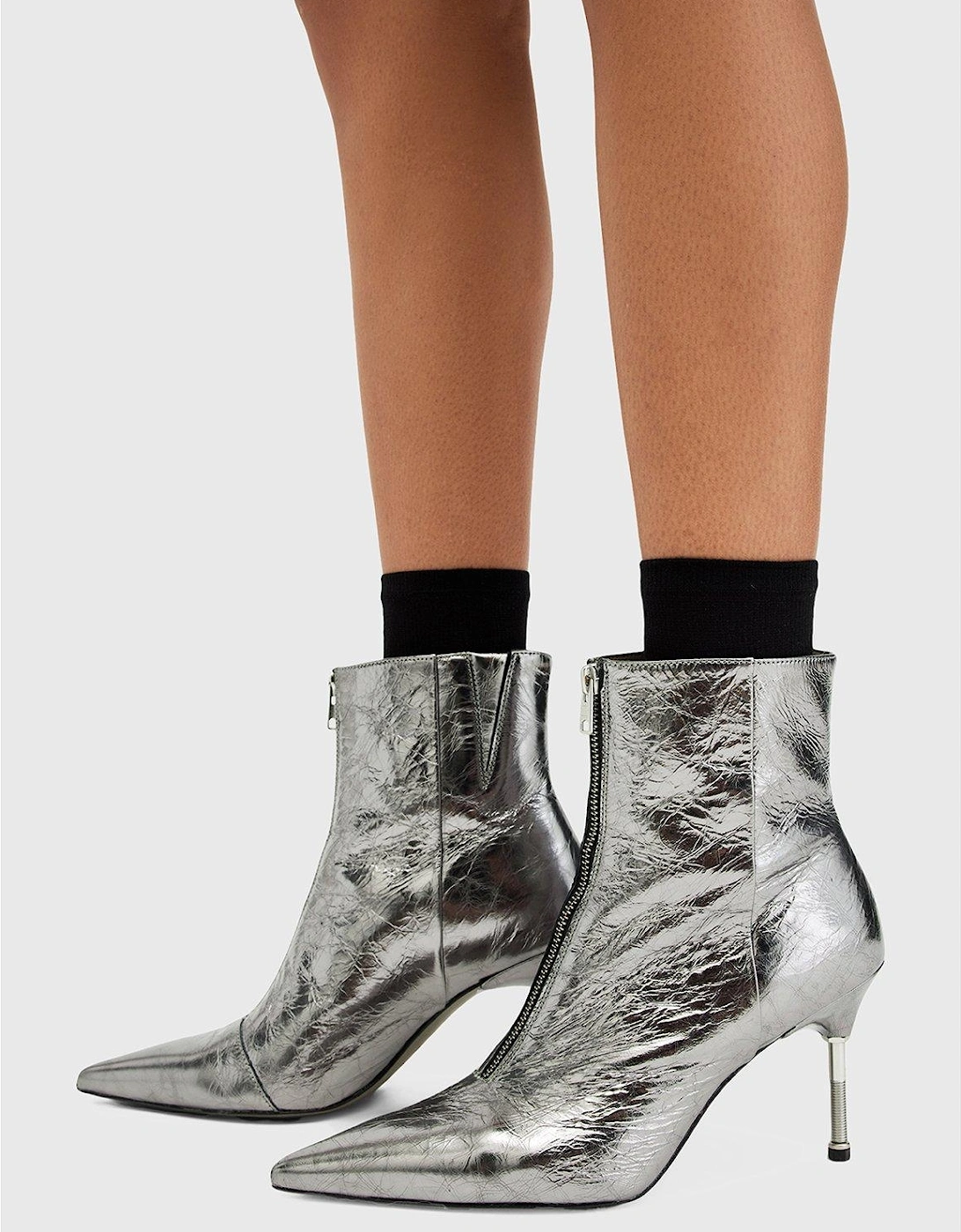 Natasha Metallic Boots - Grey