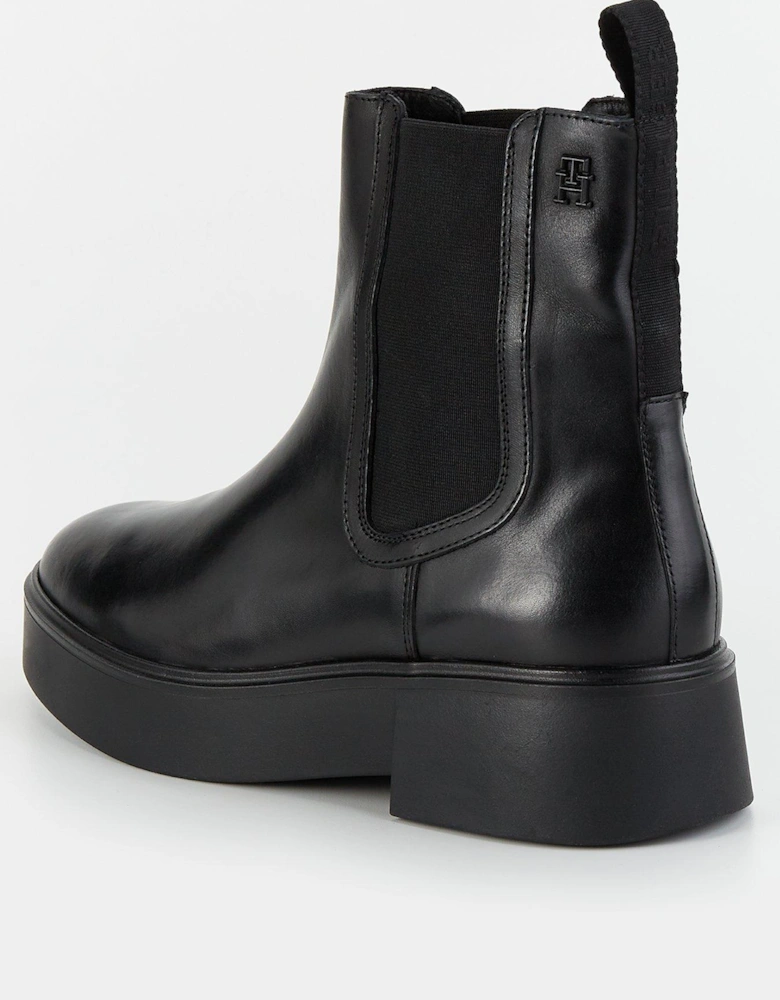 Leather Ankle Chelsea Boots - Black