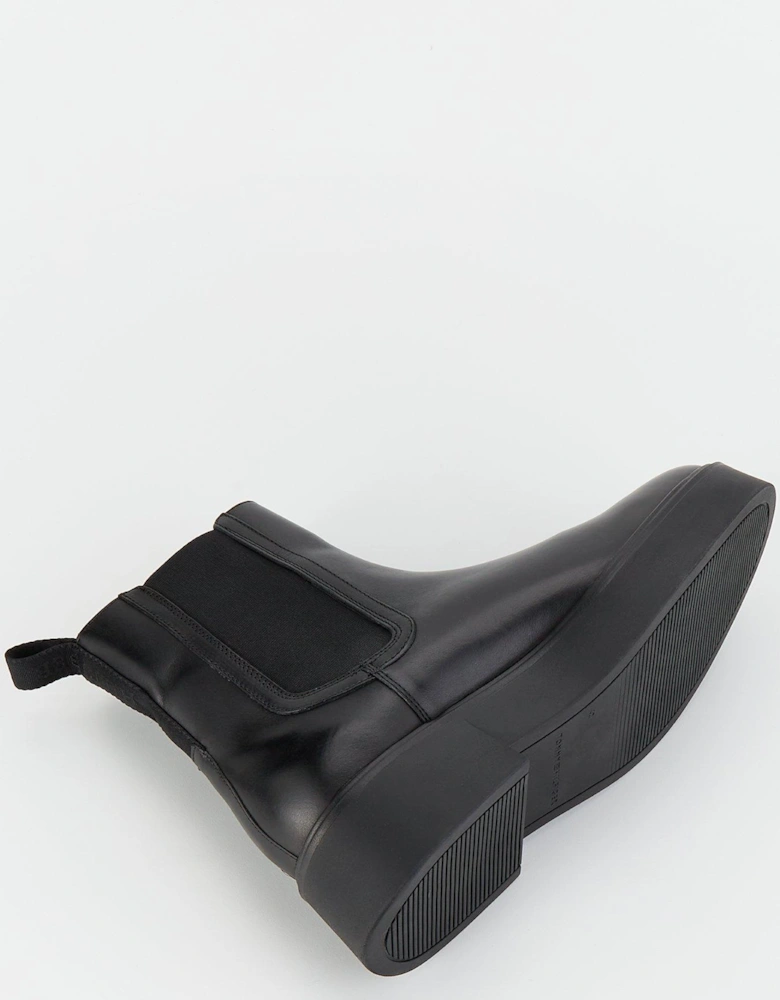 Leather Ankle Chelsea Boots - Black