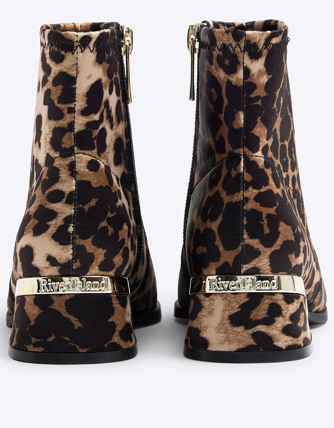 Older Girl Leopard Heeled Boots - Brown