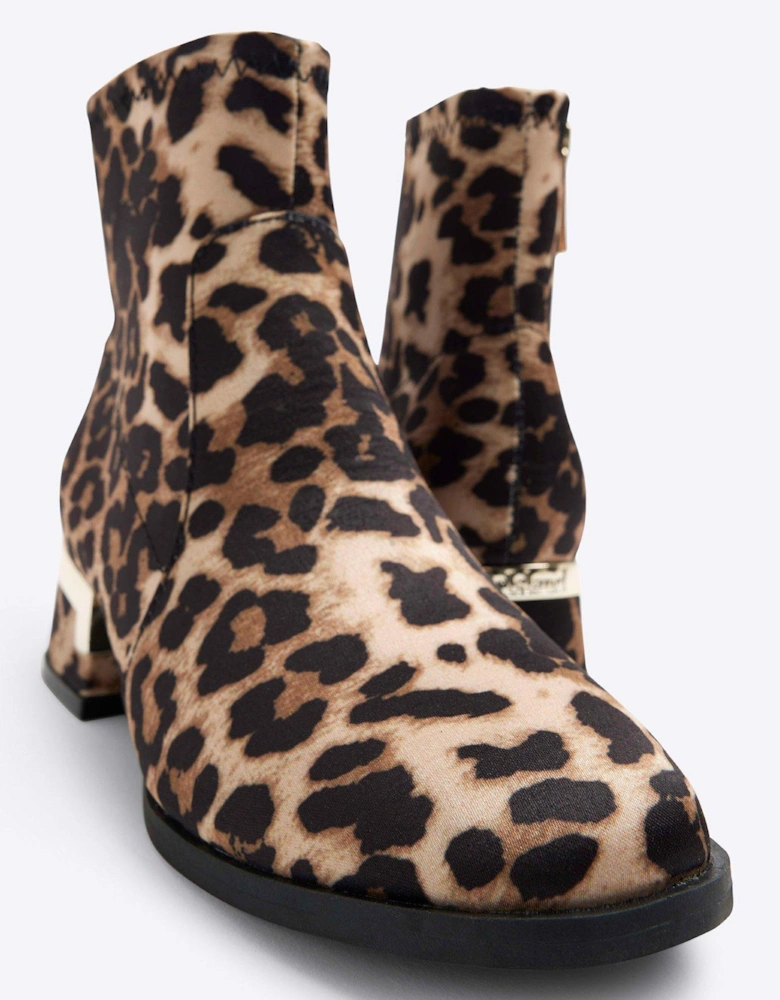 Older Girl Leopard Heeled Boots - Brown