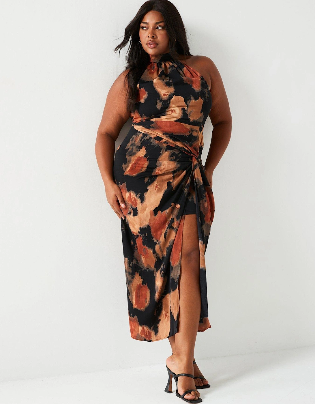 Draped Skirt Midi Dress - Multi