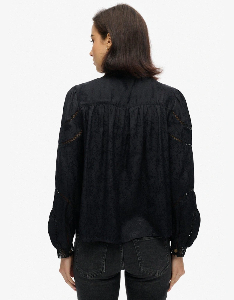 Woven Lace Blouse - Black