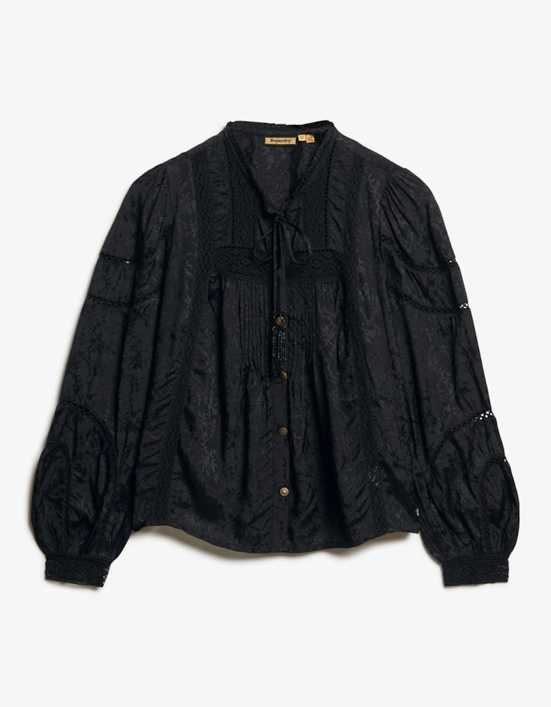 Woven Lace Blouse - Black