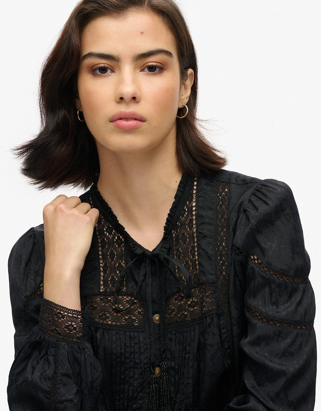 Woven Lace Blouse - Black