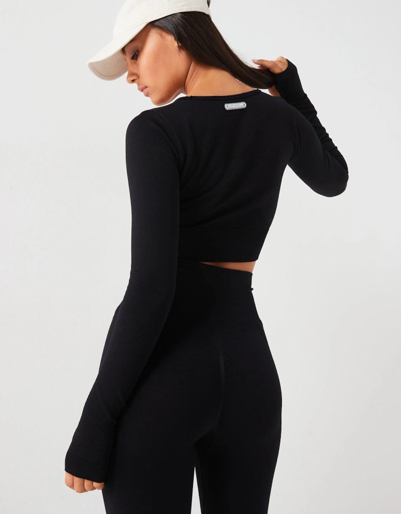 Womens Amber Seamless Long Sleeve Top - Black