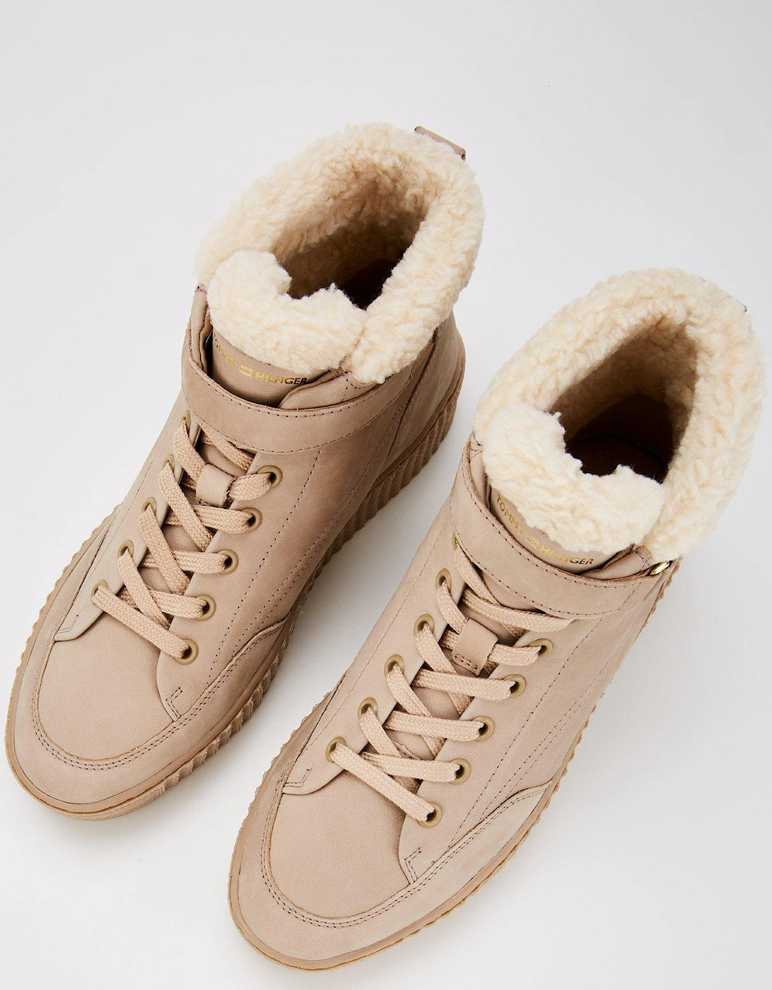 Faux Fur Nubuck Boot - Beige