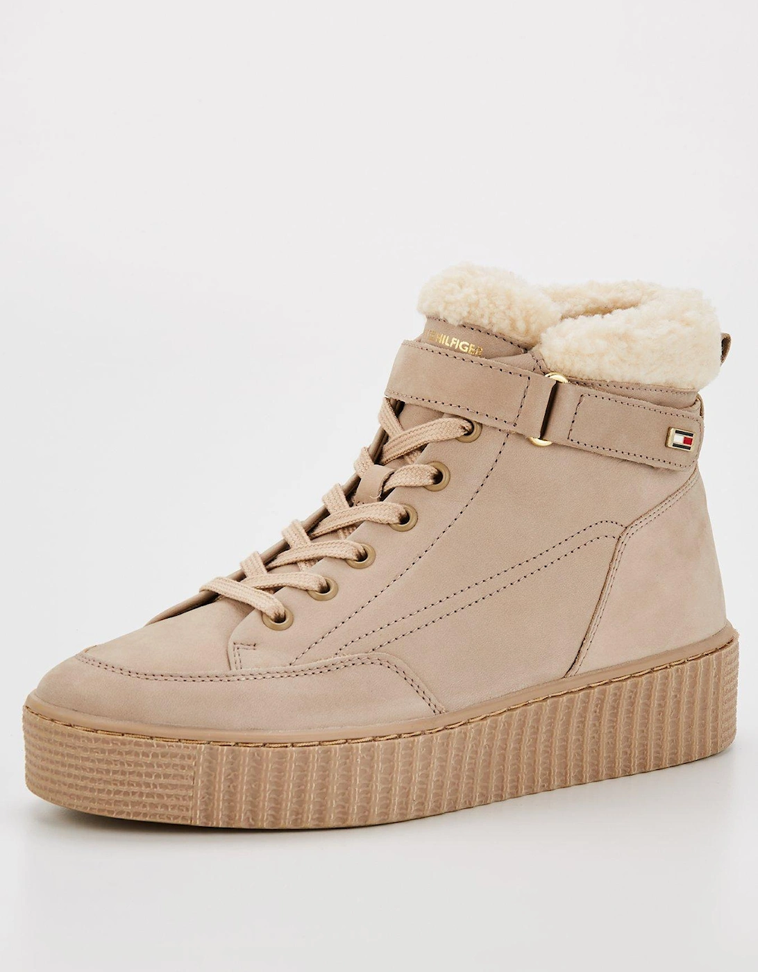 Faux Fur Nubuck Boot - Beige