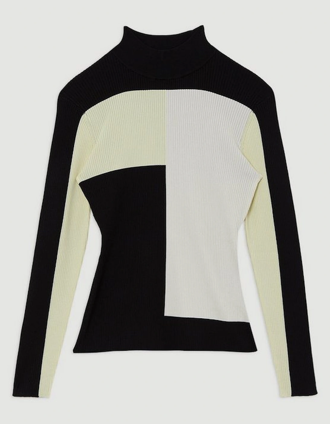 Slinky Rib Knit Colour Block Top