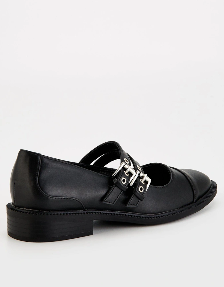 Bryanna Buckle Flat Shoe - Black