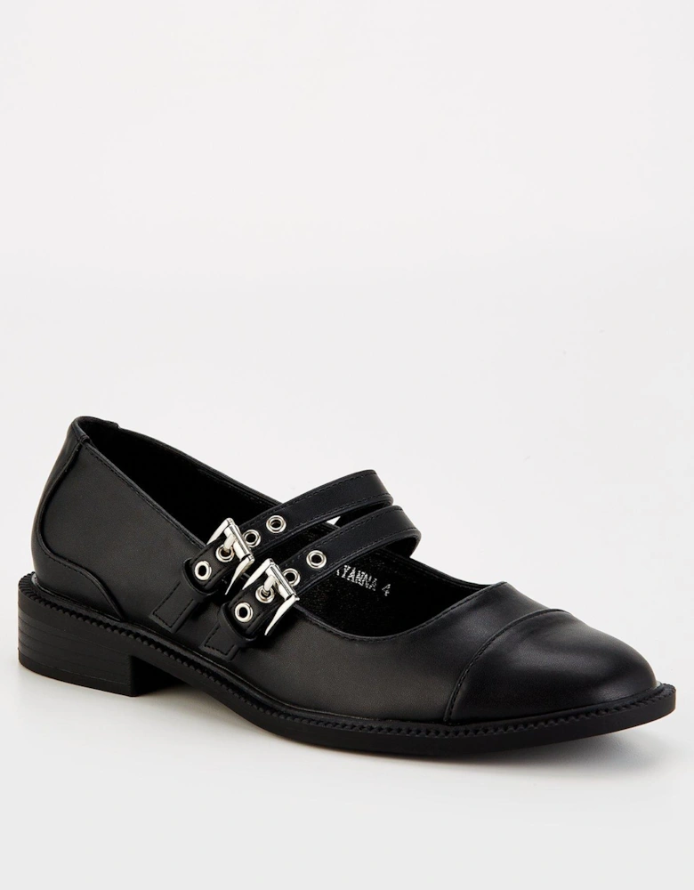 Bryanna Buckle Flat Shoe - Black