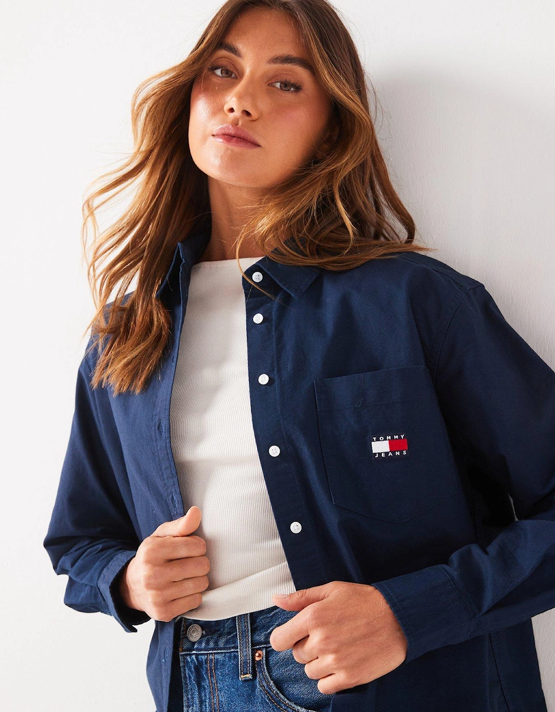 Badge Logo Boyfriend Shirt - Navy