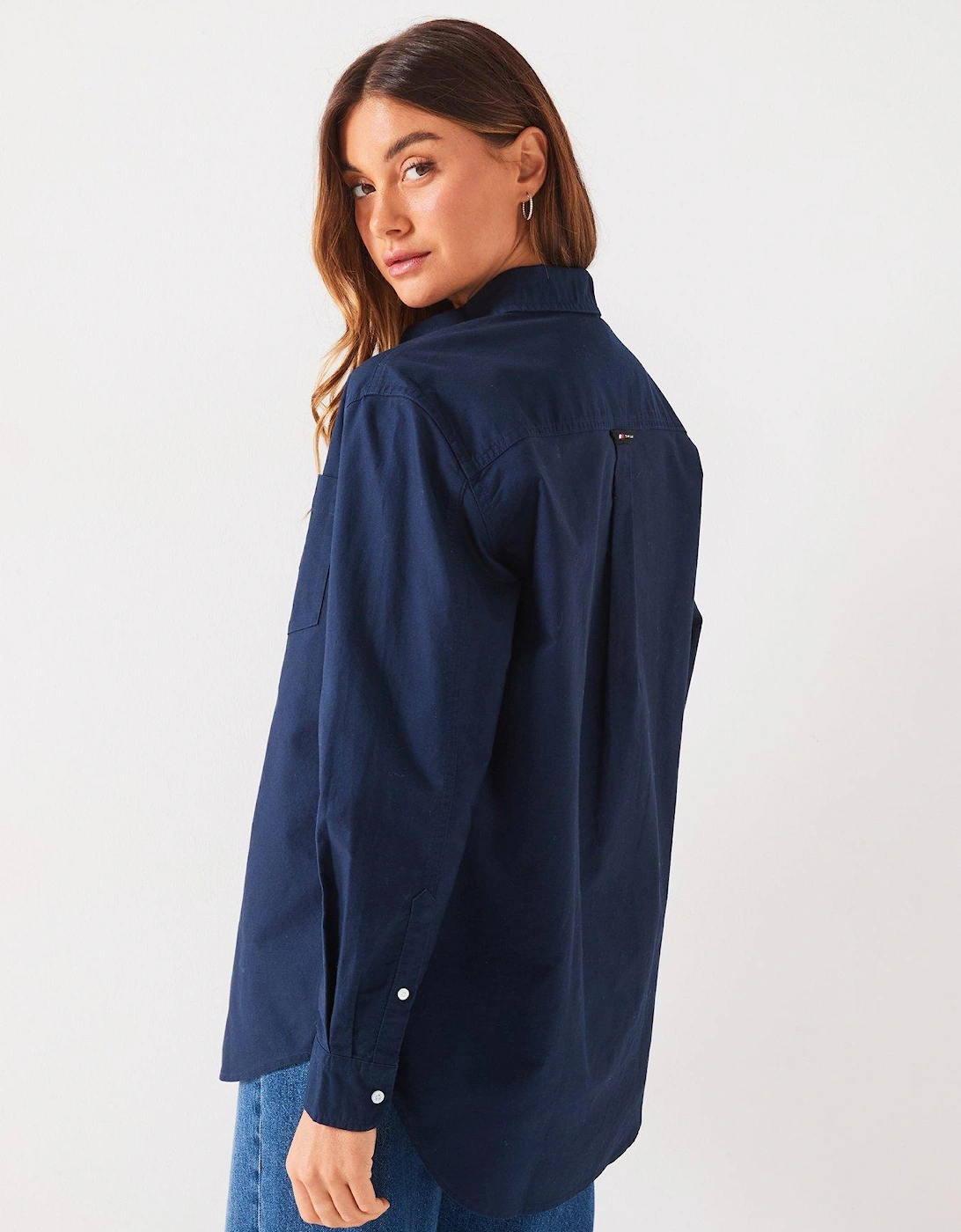 Badge Logo Boyfriend Shirt - Navy