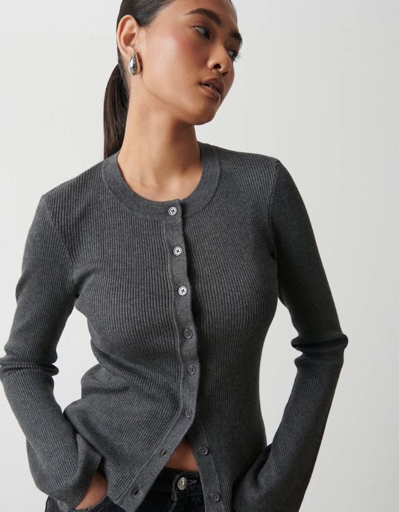 Lacey Button Down Top - Charcoal Grey