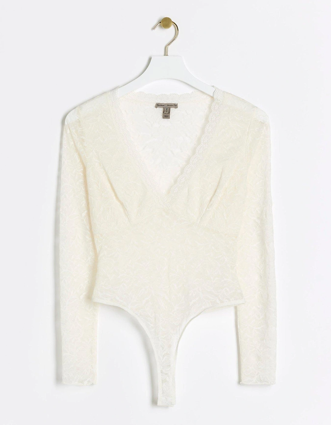 Plunge Lace Bodysuit - White