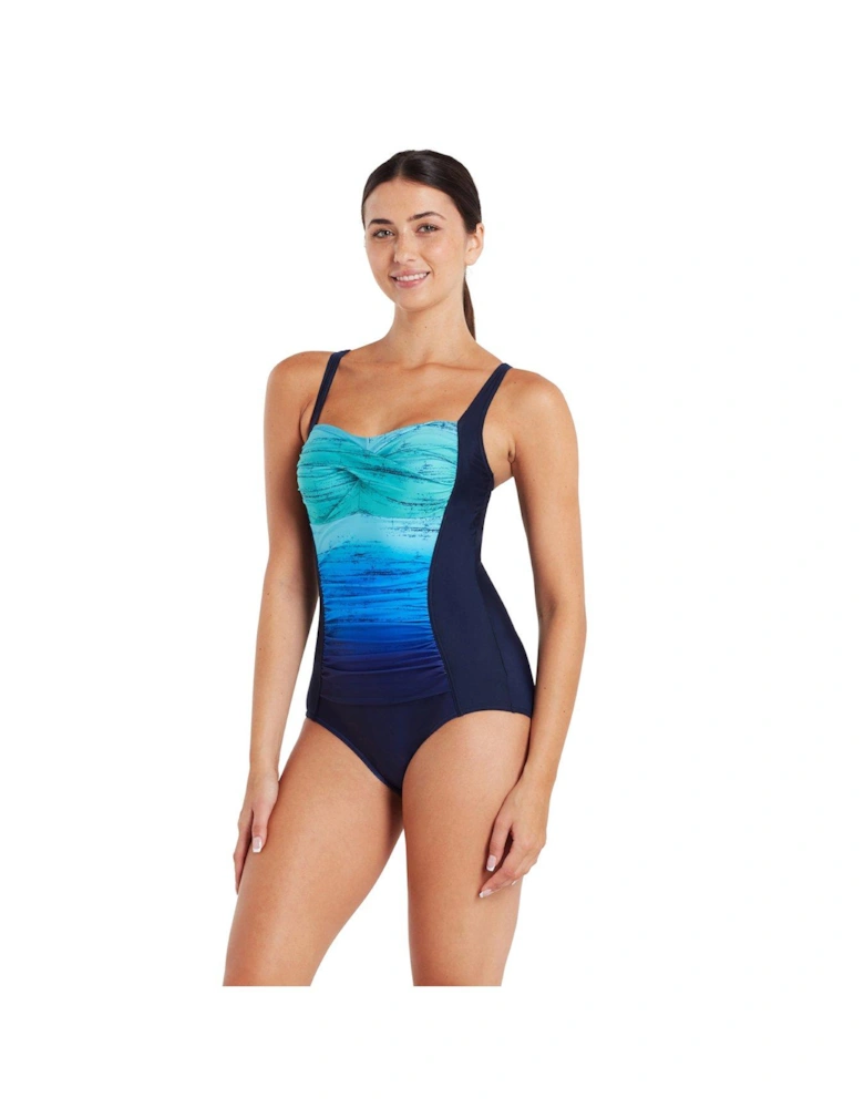 Ecolast Honor Ruched Front Swimsuit - Navy/blue