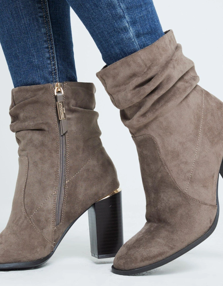 Wide Fit Slouch Ankle Boot - Light Grey