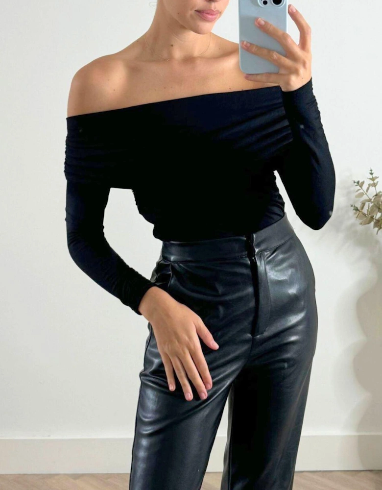 Tatiana Jersey Bodycon Bardot Tube Top - Black