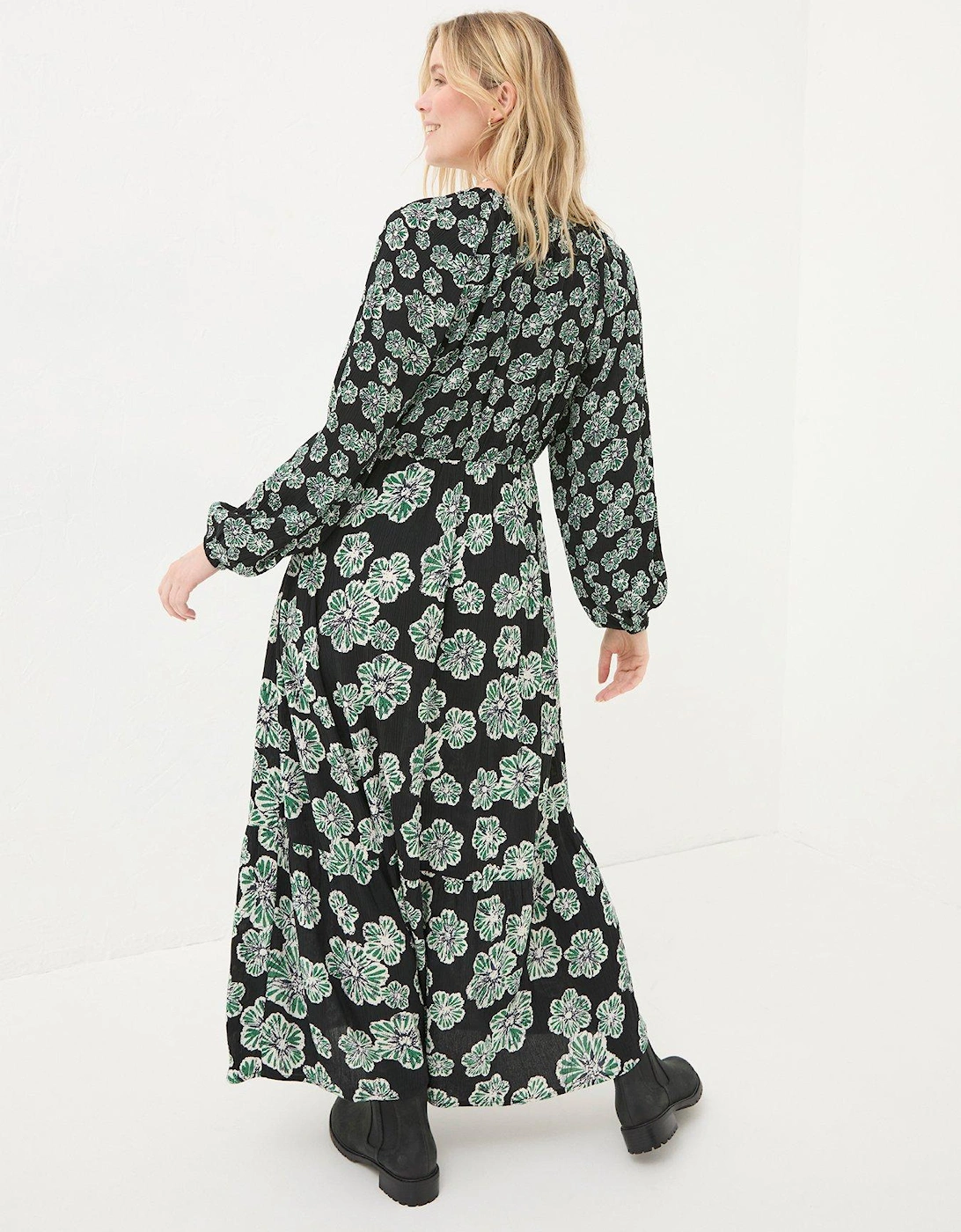 Noelle Spaced Floral Midi Dress - Black