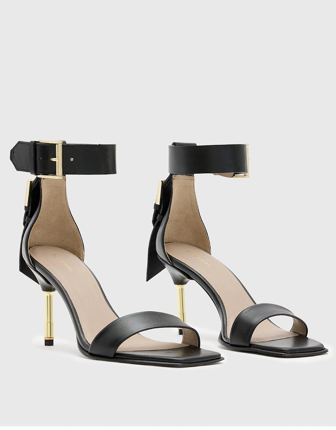 Noir Square Toe Heeled Sandal - Black