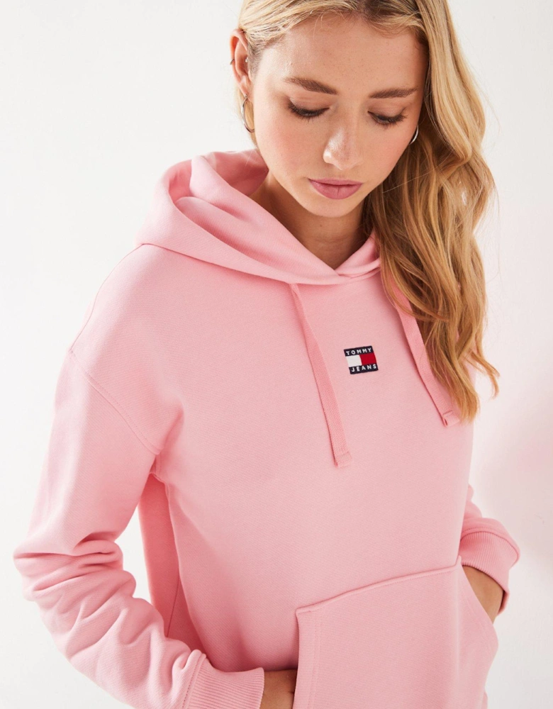 Boxy Badge Logo Hoodie - Pink