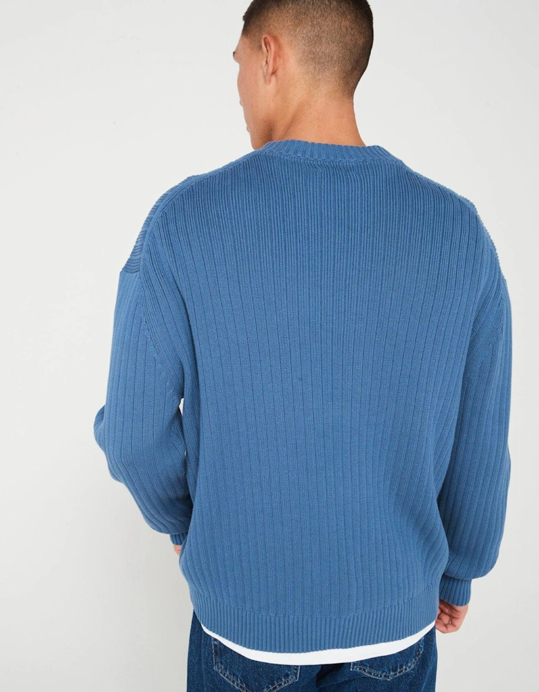 Linear Detail Knitted Jumper - Blue