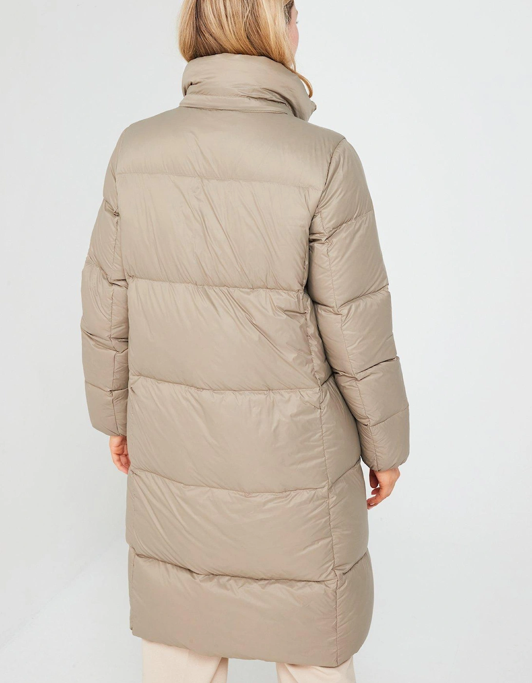 Down Maxi Length Padded Jacket - Beige