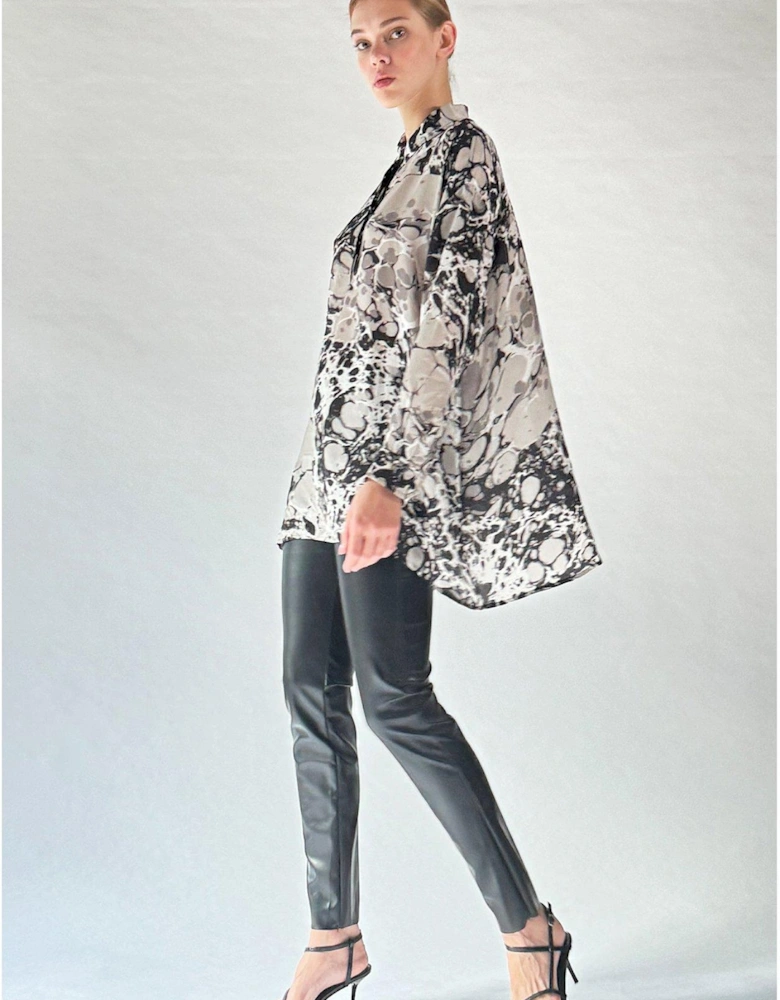 Oversized Constellation tunic shirt in slinky cupro - Multi